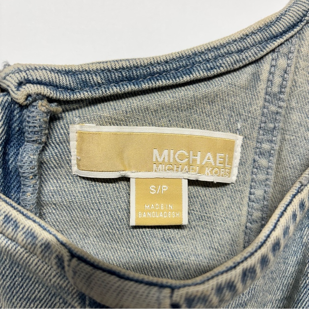 Michael Kors Women’s Button- Down Blue Denim Mini Dress - Picture 8 of 13